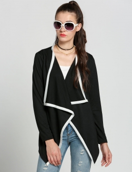 

Black Finejo Womens Cardigan Irregular Long Sleeve Blazer Open Front Outwear Top Coats & Jackets, Multicolor