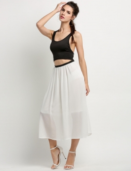 

Black Sexy Women Sleeveless Cut Out Backless Chiffon Patchwork Long Maxi Casual Dresses, Multicolor