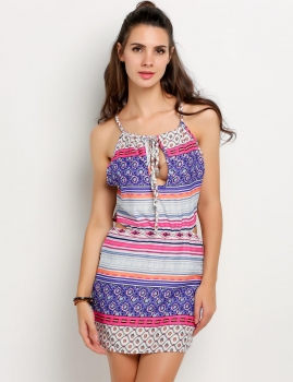

Multicolor New Fashion Women Halter Sleeveless Floral Print Mini Bodycon Going Out Dresses