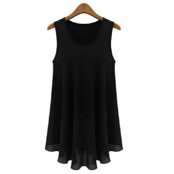 

Black HotsaleWomen Blouses Summer Sexy Loose Sleeveless O-Neck Blouse Casual Chiffon Blosue L XL Vests Tanks & Camis, Multicolor
