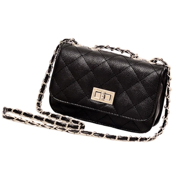 

Black Cute Quilted Twist Lock Mini Crossbody Bag, Multicolor