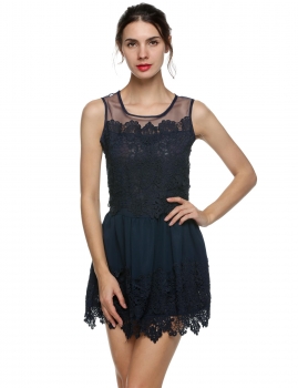 

Blue Sleeveless Lace Embroidery Odeedu Wedding Bridesmaid Dresses, Multicolor