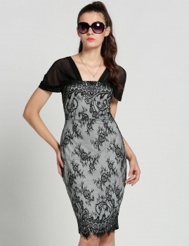 

Black Newest Women's Sexy Style Bodycon Lace Splicing Ladies Party Evening Going Out Dresses, Multicolor
