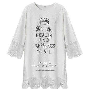 

White Women's Double Layers False Two Pieces Vintage Chiffon Lace New Dresses Shirts & Blouses Tank Casual Tops, Multicolor