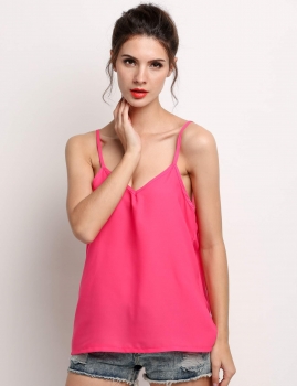 

Rose red Stylish Lady Women's Casual Sexyle Sleevess Bow-knot V-Neck Straps Backless T-Shirt Tops Vests Tanks & Camis, Multicolor