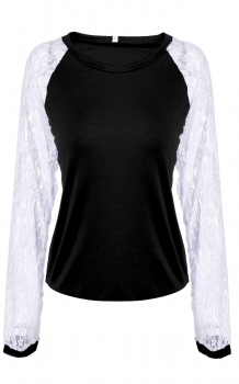 

Black New Fashion Lady Women Casual O-neck Long Lace Sleeve Tops Blouse Hoodies & Sweatshirts, Multicolor