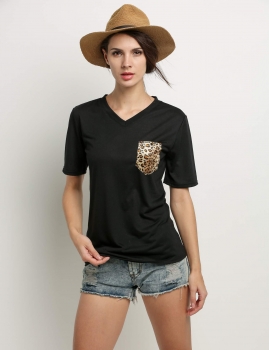 

Black New Stylish Lady Women Short Sleeve V-neck Party Leisure Tank Tops T-Shirts, Multicolor