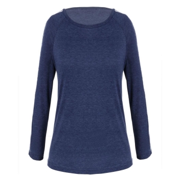 

Dark blue Stylish Ladies Women Casual O-neck Long Lace Sleeve Tank Tops & Blouses T-Shirts, Multicolor