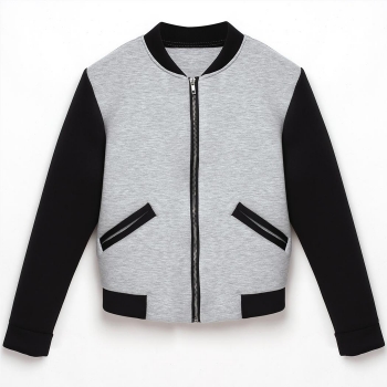 

Gray Casual Contrast color O-neck Long Sleeve Jacket, Multicolor