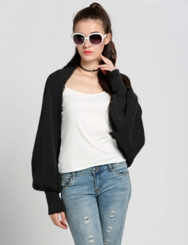 

Black Women Long Sleeve V Neck Off the Shoulder Loose Knitted Knitwear Tops Jumper Pullover Sweaters & Cardigans
