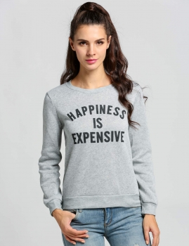 

Gray Casual Long Sleeve Letter Print Pullover Sweatshirt, Multicolor