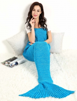 

Handmade Knitted Crochet Mermaid Tail Shape Solid Sleeping Sofa Blanket
