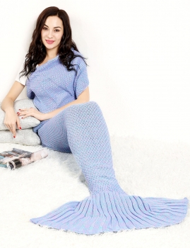 

Handmade Knitted Crochet Mermaid Tail Shape Blanket Sleeping Sofa Blanket