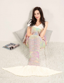 

Handmade Knitted Crochet Colorful Mermaid Tail Shape Sleeping Sofa Blanket