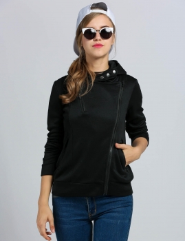 

Black Long Sleeve Hooded Thick Cotton Casual Outdoor Slim Hoodies & Sweatshirts, Multicolor