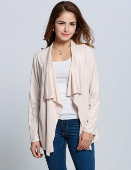 

Apricot Faux Suede Lapel Casual Lace Up Belted Cardigan, Multicolor