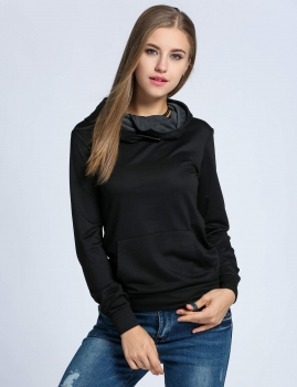 

Black Long Sleeve Hooded Pullover Solid Casual Hoodies, Multicolor