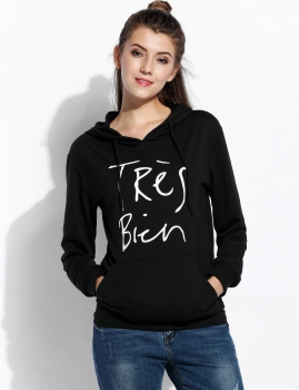 

Hooded Long Sleeve Print Loose Pullover Drawstring Fashion Hoodie, Multicolor