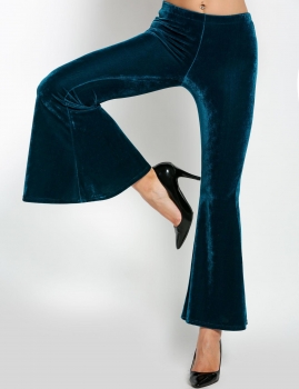 

Dark blue Women Loose Solid Elastic Waist Casual Full Length Horn Trousers Pants, Multicolor