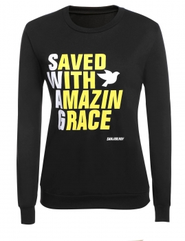 

Casual Loose Long Sleeve S.W.A.G Letters Printed O-Neck Sweatshirts, Multicolor