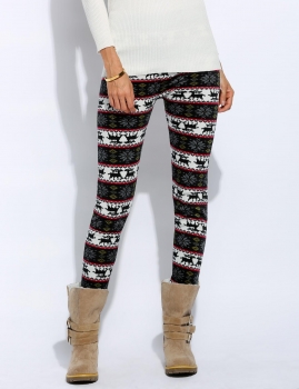 

Printed Warm Elastic High Waist Slim Skinny Leggings, Multicolor