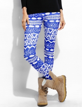 

Blue Women Christmas Casual Slim Print Sexy High Waist Leggings Pants, Multicolor