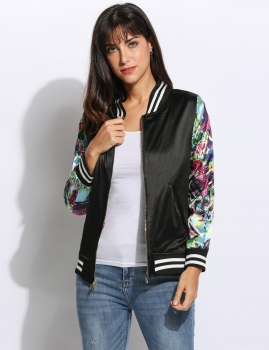 

Casual Both Sides Wear Long Sleeve Floral Print Jacket, Multicolor