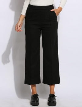 

Black Women Vintage High Waist Solid Culottes Wide Leg Pants, Multicolor