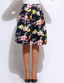 

Women Casual High Waist Floral Print A-Line Pleated Skirts, Multicolor