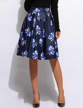 

Women Casual High Waist Floral Print A-Line Pleated Skirts, Multicolor