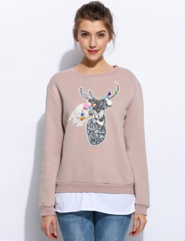 

Nude New Women Casual O-Neck Long Sleeve Animal Printing Thicken Pullover Sweatshirt Sweaters & Cardigans, Multicolor