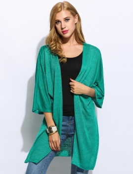 

Casual Hem Split Open Front Loose Long Knit Cardigan Knitwear, Multicolor