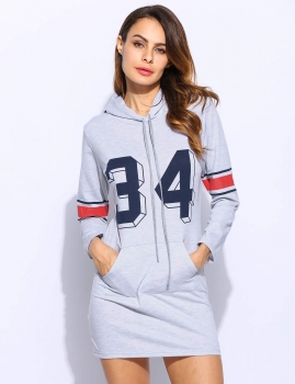 

Long Sleeve Hooded Printed Casual Long Pullover Hoodie, Multicolor