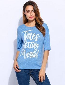 

Cotton Letter Printed O-Neck Half Sleeve Pullover Fit T-Shirt, Multicolor