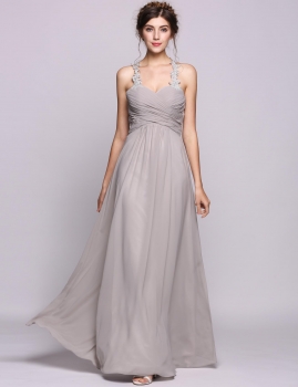 

Women A-Line"Princess Sweetheart Floor-Length Chiffon Bridesmaid Dress With Ruffle, Multicolor