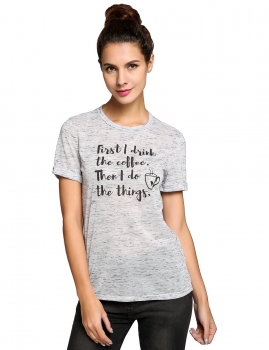 

Letter Printed Short Sleeve Crew Neck Pullover T-Shirt, Multicolor