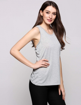 

Grey Solid Cross Back Sleeveless Pullover Tank Top, Multicolor