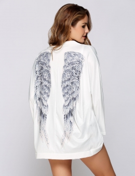 

Batwing Long Sleeves Wing Printed Casual Cardigans, Multicolor