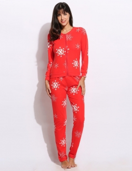 

Women Christmas Casual Long Sleeve Print Top and Pants Sleepwear, Multicolor