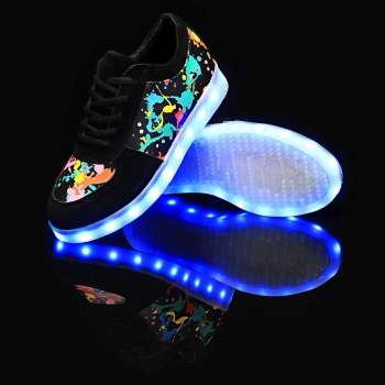 

LED Light Up 7 Colors Flashing Graffiti Print Sneaker with USB Charger, Multicolor
