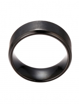 

Black 1Pc Stainless Steel Round Shape Flat Jewelry Ring, Multicolor