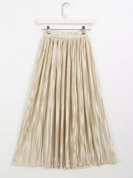 

Elastic Waist Pleated Flare Maxi Skirt, Multicolor