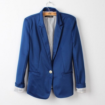 

Blue Women's Candy Color Slim Suit Blazer Coats & Jackets, Multicolor