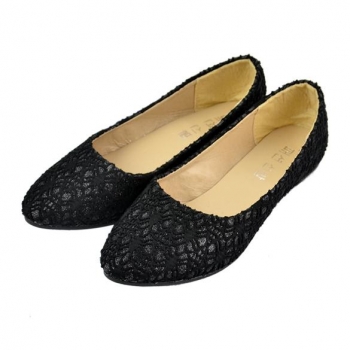 

Black Women's Lace Surface Hollow Out Low Heels Pointed Toe Loafers Other Shoes Flats, Multicolor