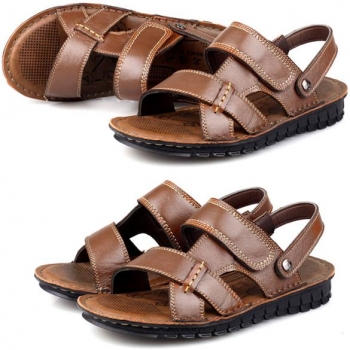 

Brown Male Casual Leather Slippers Beach Sandals 2Colors 6Sizes Other Shoes, Multicolor