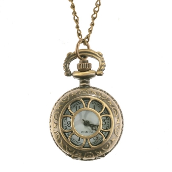 

Bronze Steampunk Quartz Necklace Pendant Clock Pocket Watch, Multicolor