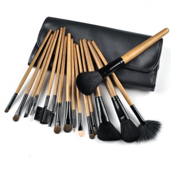 

16 PCS Makeup Brushes Professional Make Up Cosmetic Brush Set Kit Brown+ Rollup Black Pouch Bag
