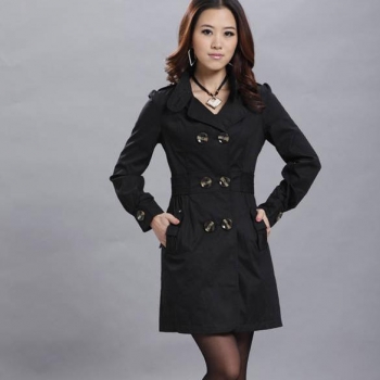 

Black Fashion Women Slim Fit Trench Double-breasted Outwear Coats & Jackets, Multicolor