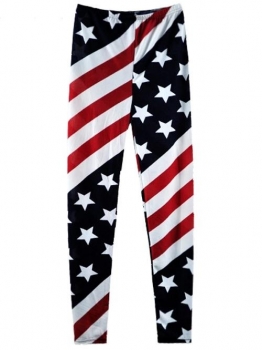 

Stars and Striped American Flag Printed Full Length Slim Leggings