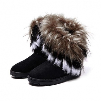 

Black Suede Winter Warm Faux Fur Lined Snow Ankle Boots, Multicolor